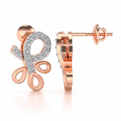 Twisted Floret Silver Earrings - Rose Gold - Image 4