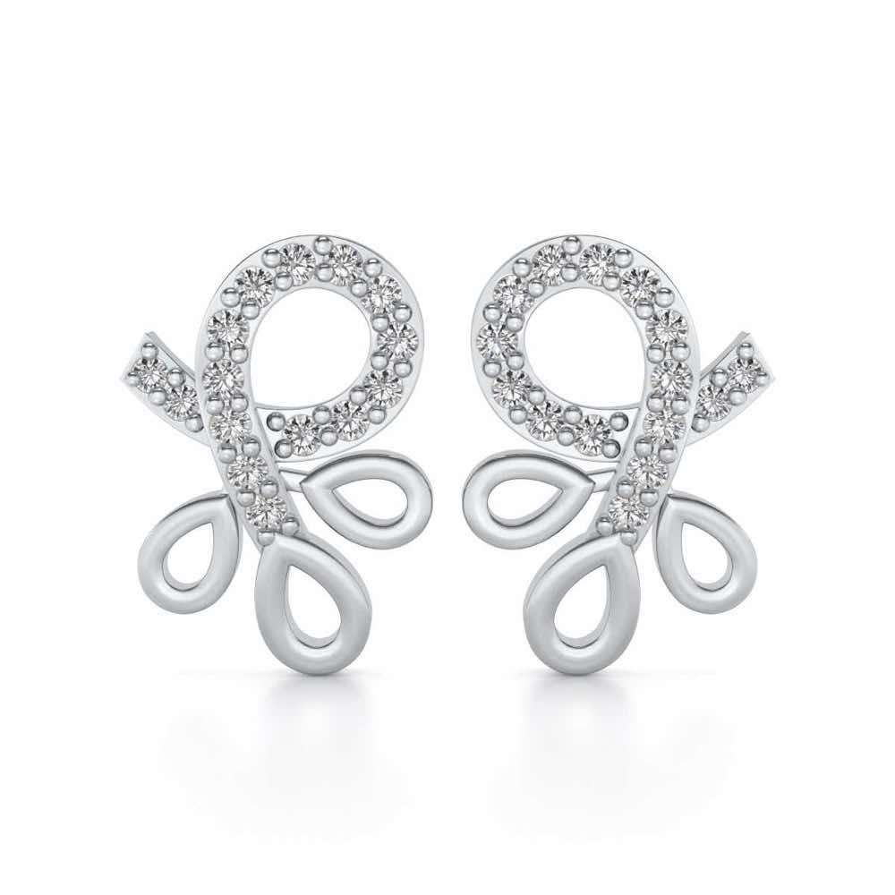 Twisted Floret Silver Earrings - White Gold - Image 1