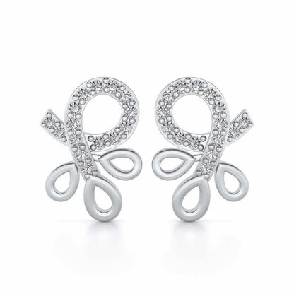 Twisted Floret Silver Earrings - White Gold - Image 1