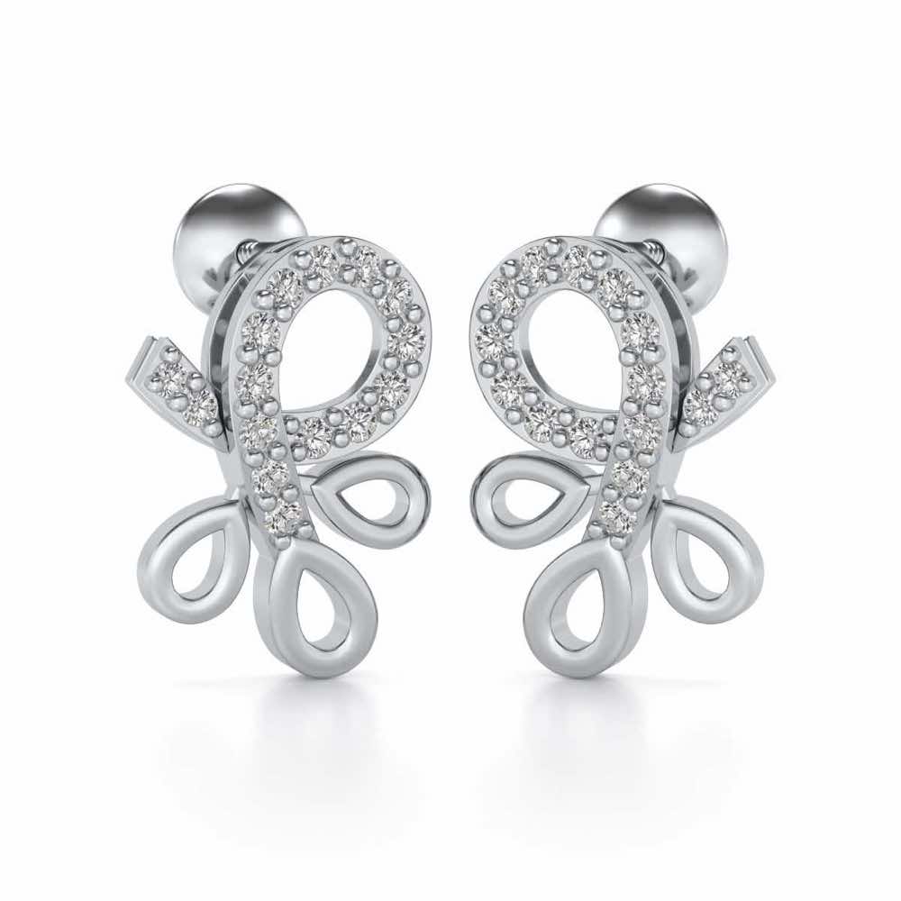 Twisted Floret Silver Earrings - White Gold - Image 2