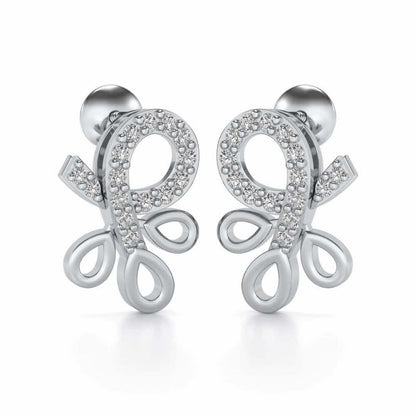 Twisted Floret Silver Earrings - White Gold - Image 2