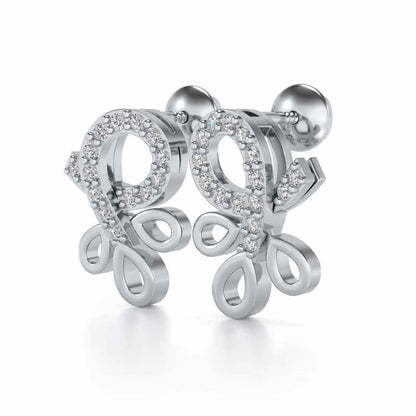 Twisted Floret Silver Earrings - White Gold - Image 3