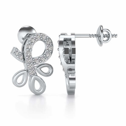 Twisted Floret Silver Earrings - White Gold - Image 4
