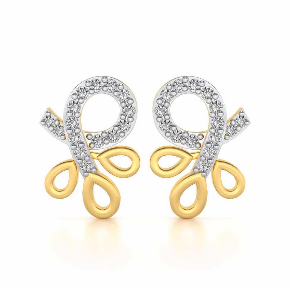 Twisted Floret Silver Earrings - Yellow Gold - Image 1