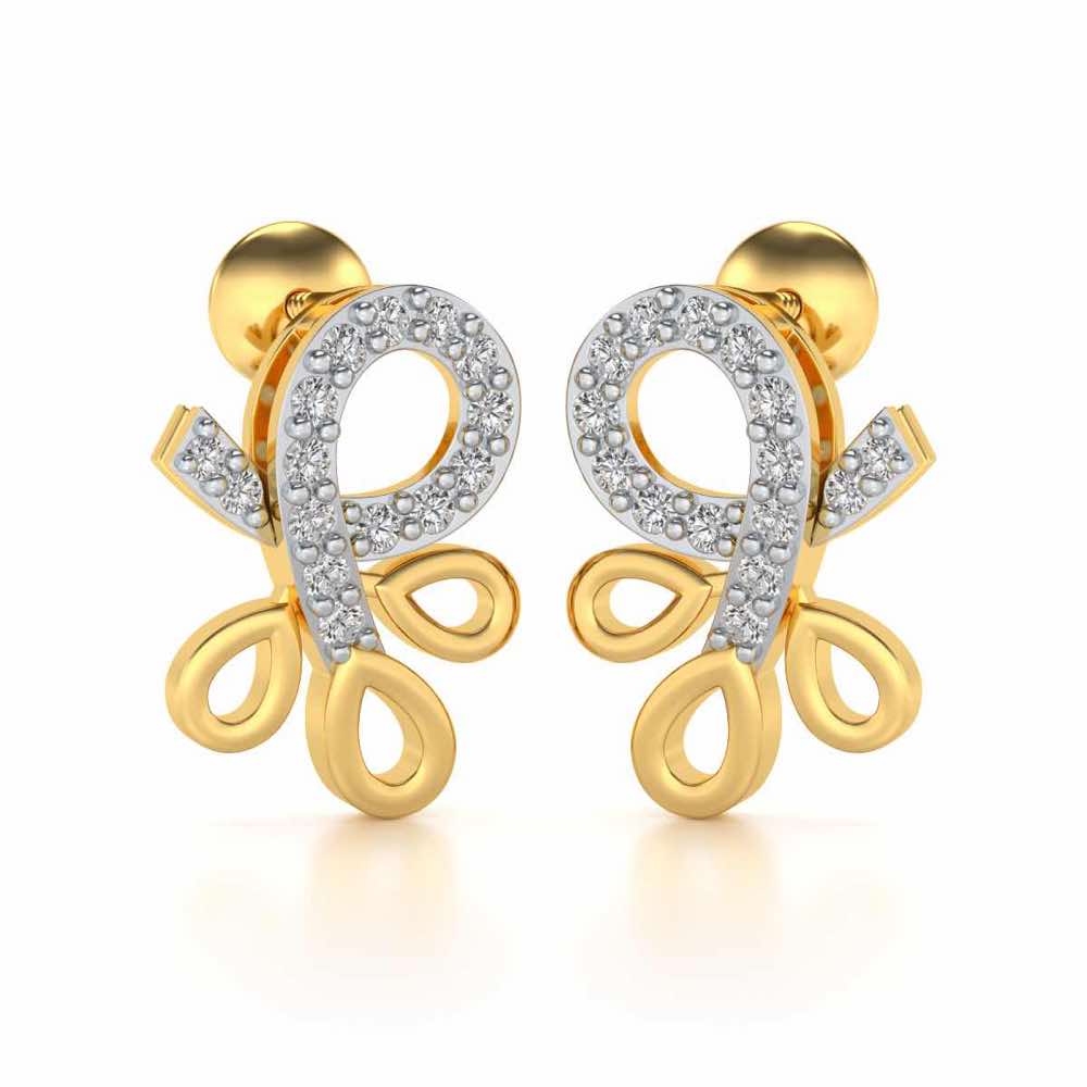 Twisted Floret Silver Earrings - Yellow Gold - Image 2