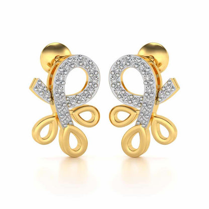 Twisted Floret Silver Earrings - Yellow Gold - Image 2