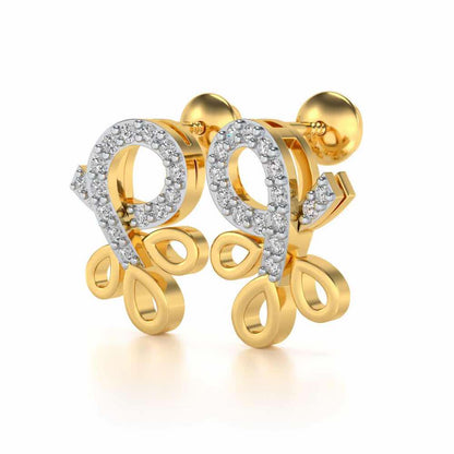 Twisted Floret Silver Earrings - Yellow Gold - Image 3