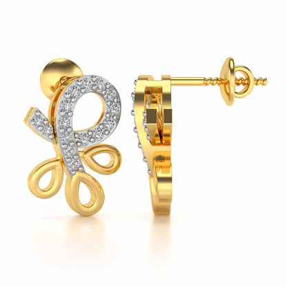 Twisted Floret Silver Earrings - Yellow Gold - Image 4