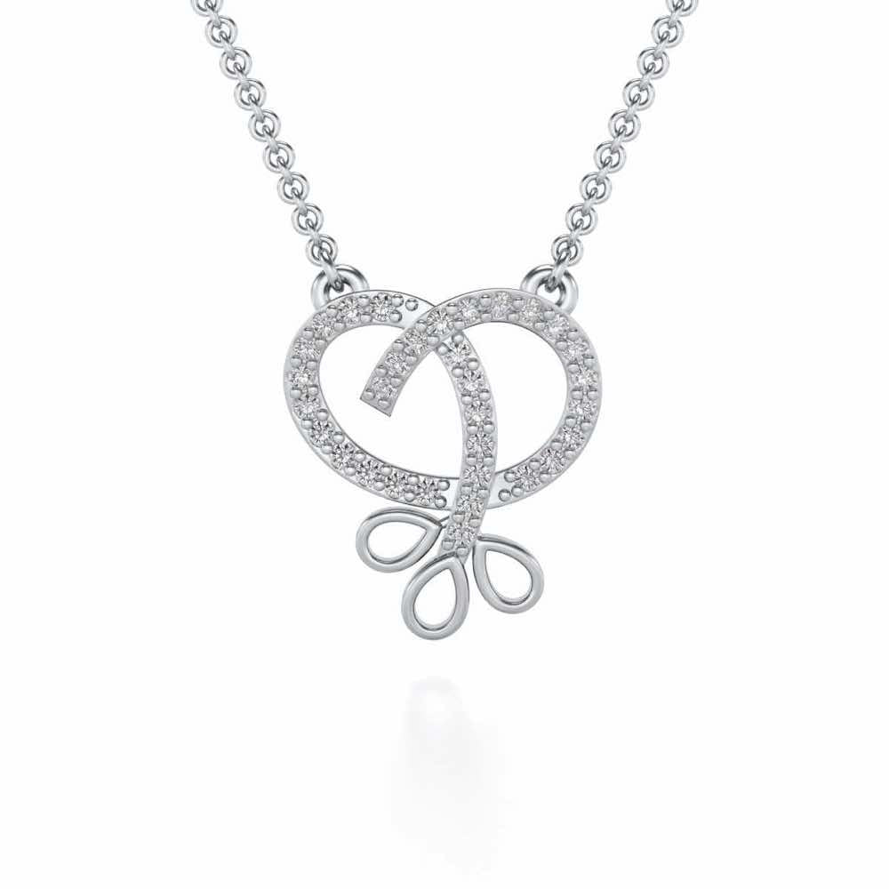 Twisted Floret Silver Pendant - White Gold - Image 1