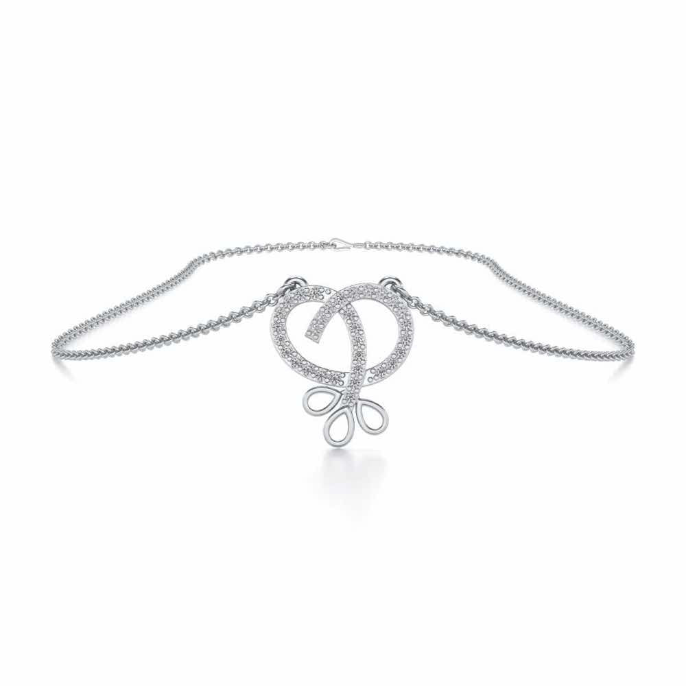 Twisted Floret Silver Pendant - White Gold - Image 3
