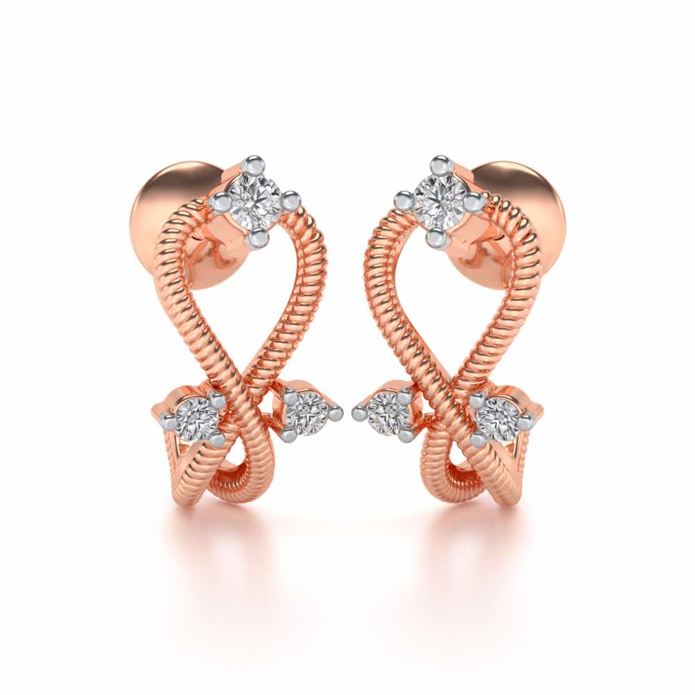 Twisted Heart Silver Bali Earrings - Rose Gold - Image 1