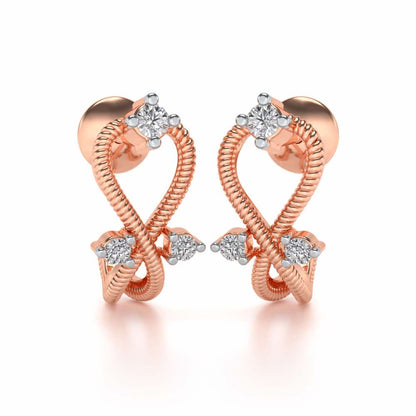 Twisted Heart Silver Bali Earrings - Rose Gold - Image 1