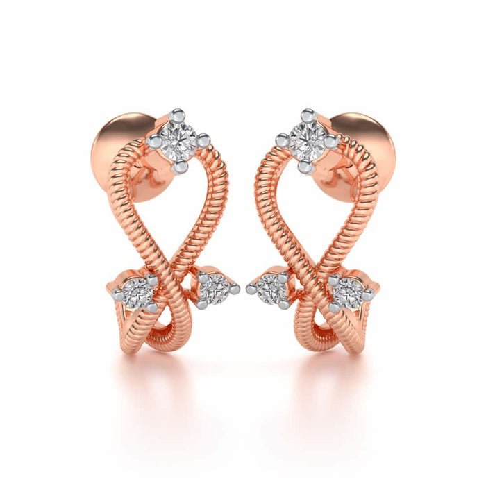 Twisted Heart Silver Bali Earrings - Rose Gold - Image 1