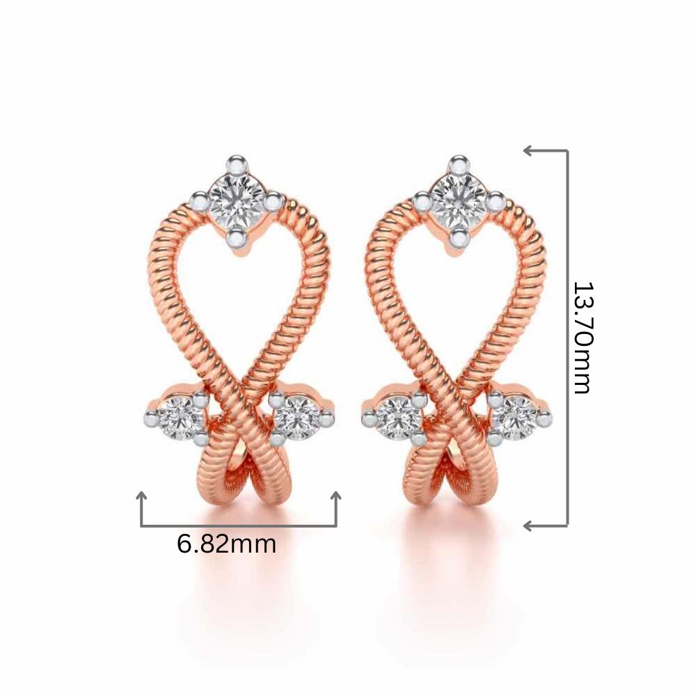 Twisted Heart Silver Bali Earrings - Rose Gold - Image 2