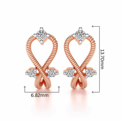 Twisted Heart Silver Bali Earrings - Rose Gold - Image 2