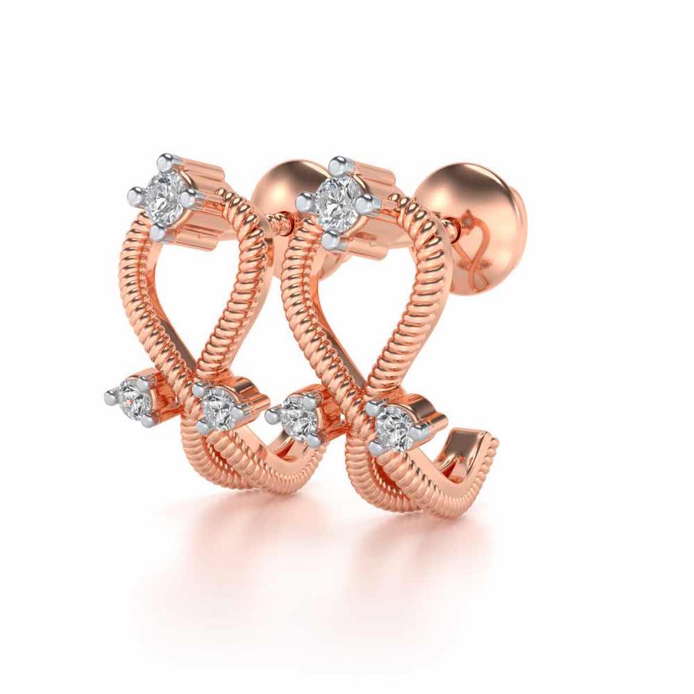 Twisted Heart Silver Bali Earrings - Rose Gold - Image 3
