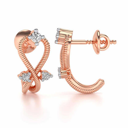 Twisted Heart Silver Bali Earrings - Rose Gold - Image 4