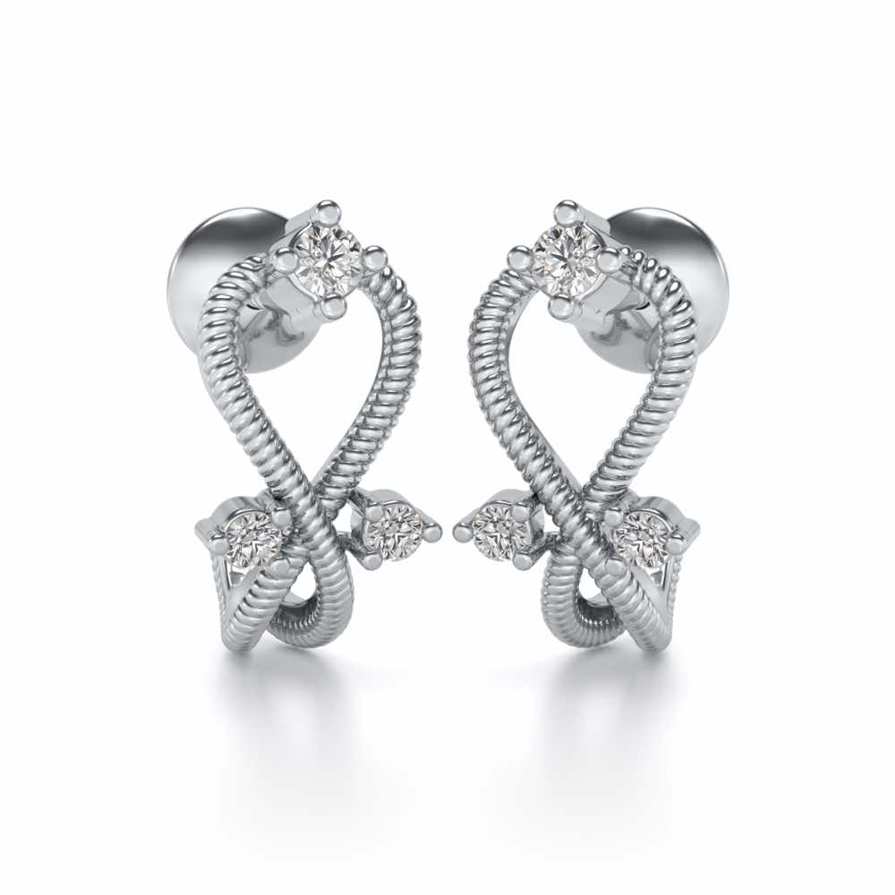 Twisted Heart Silver Bali Earrings - White Gold - Image 1