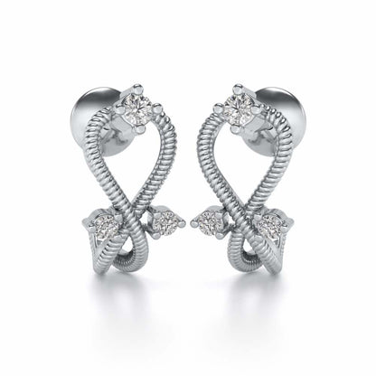 Twisted Heart Silver Bali Earrings - White Gold - Image 1