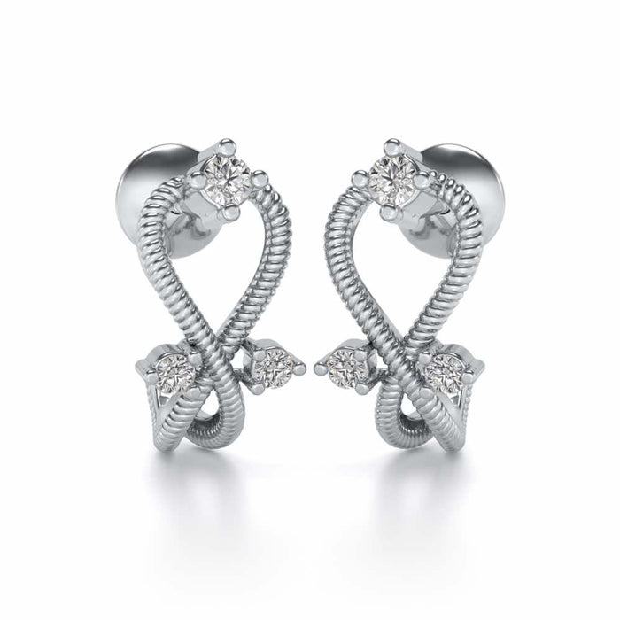 Twisted Heart Silver Bali Earrings - White Gold - Image 1