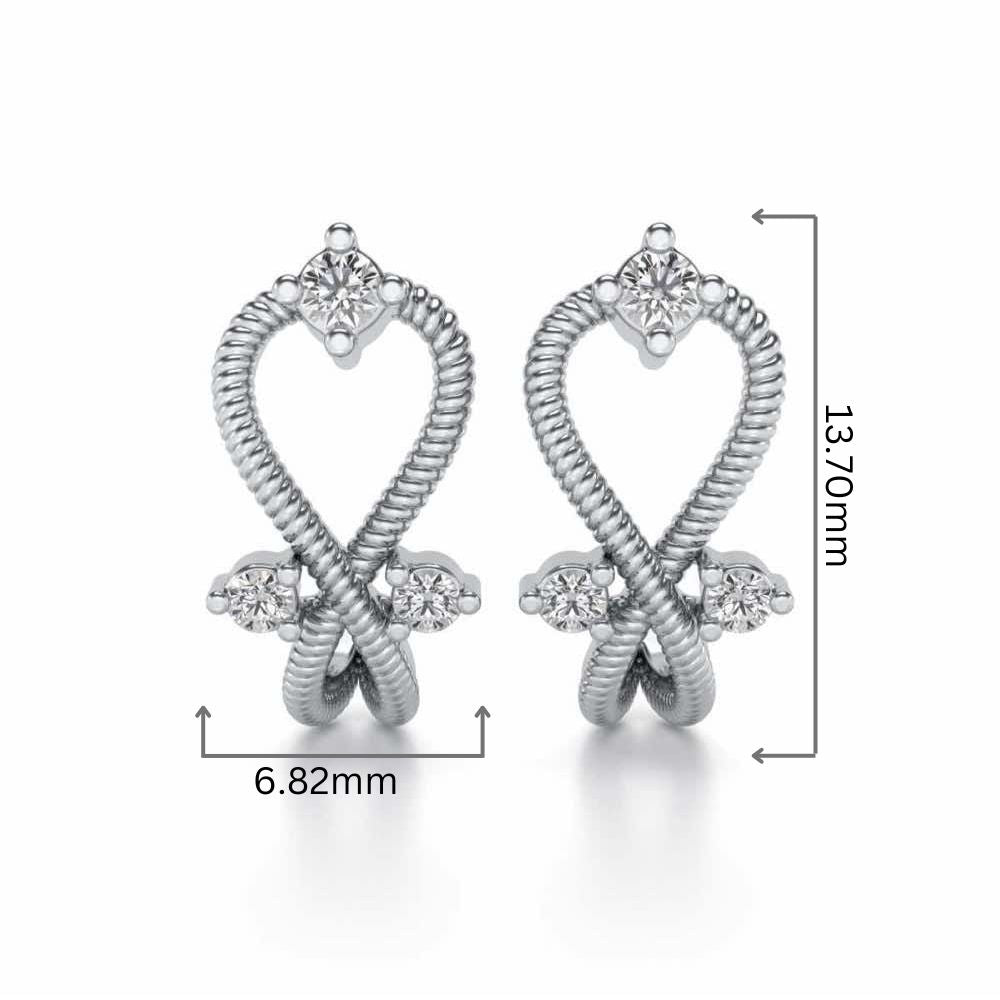Twisted Heart Silver Bali Earrings - White Gold - Image 2