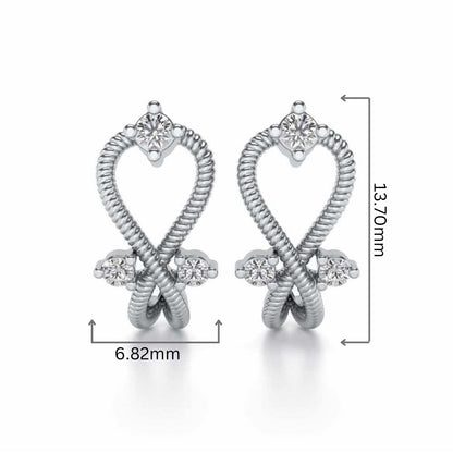Twisted Heart Silver Bali Earrings - White Gold - Image 2