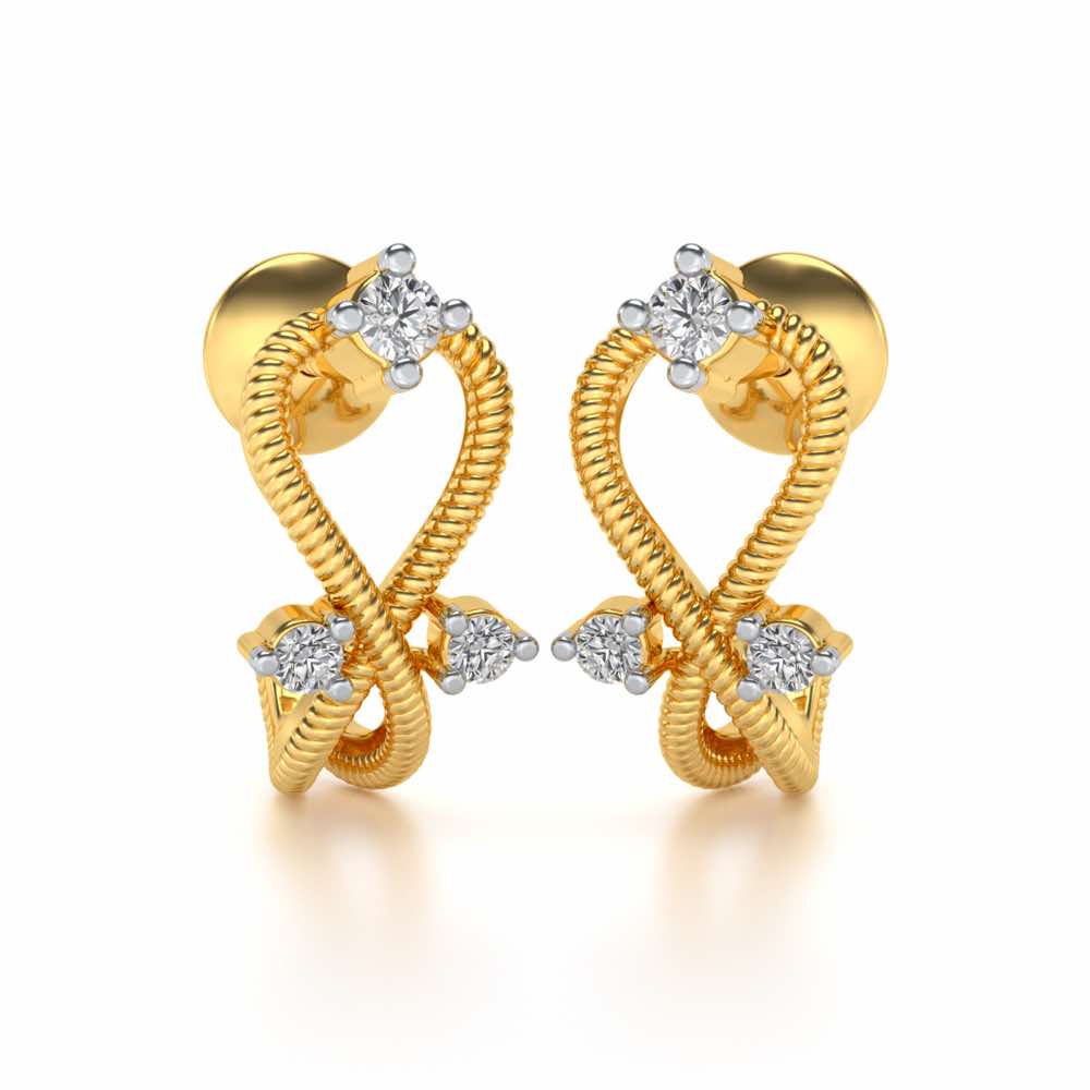Twisted Heart Silver Bali Earrings - Yellow Gold - Image 1