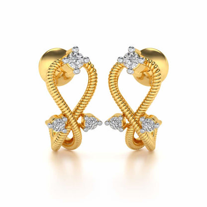 Twisted Heart Silver Bali Earrings - Yellow Gold - Image 1