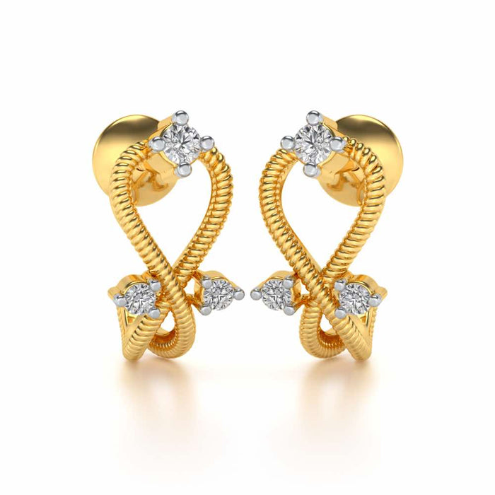 Twisted Heart Silver Bali Earrings - Yellow Gold - Image 1