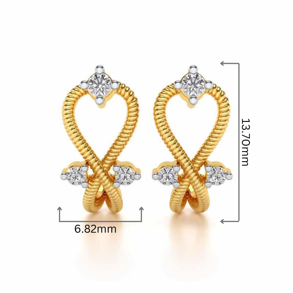 Twisted Heart Silver Bali Earrings - Yellow Gold - Image 2