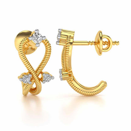 Twisted Heart Silver Bali Earrings - Yellow Gold - Image 4
