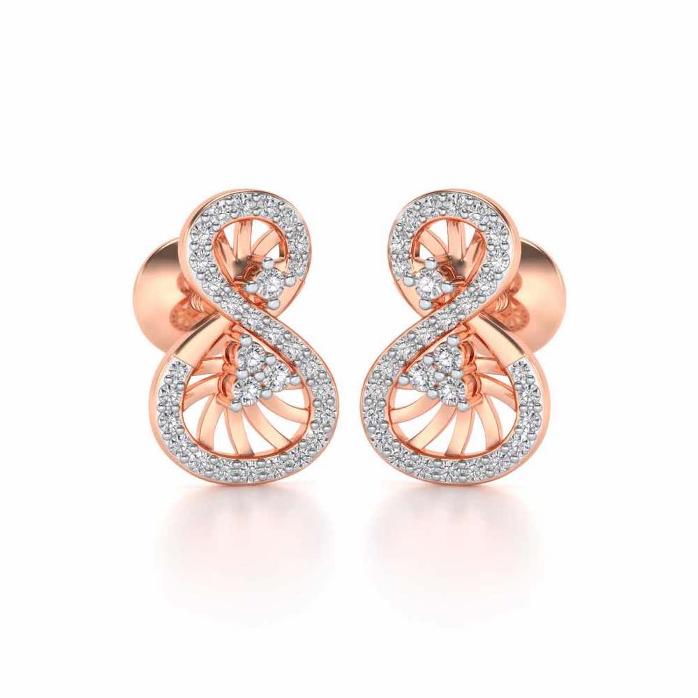 Twisted Light Silver Earrings - Rose Gold - Image 2