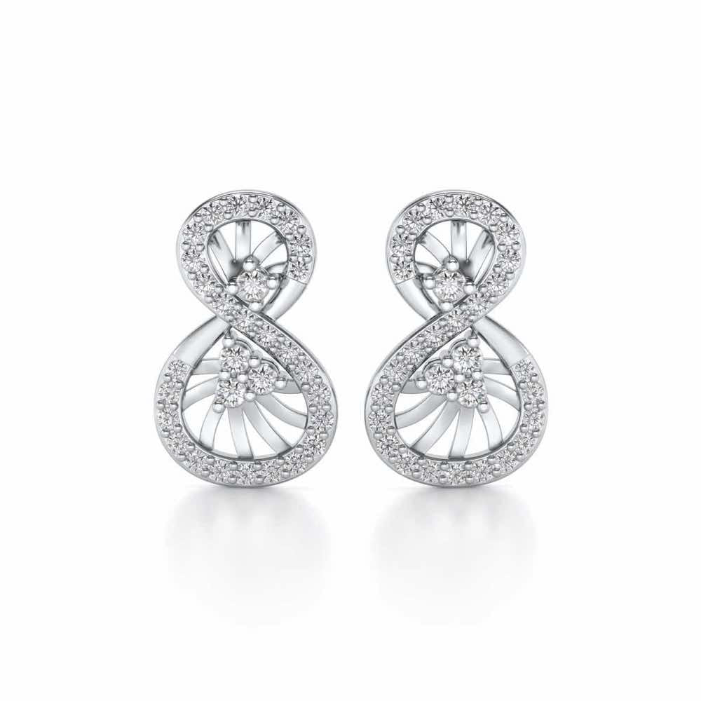 Twisted Light Silver Earrings - White Gold - Image 1