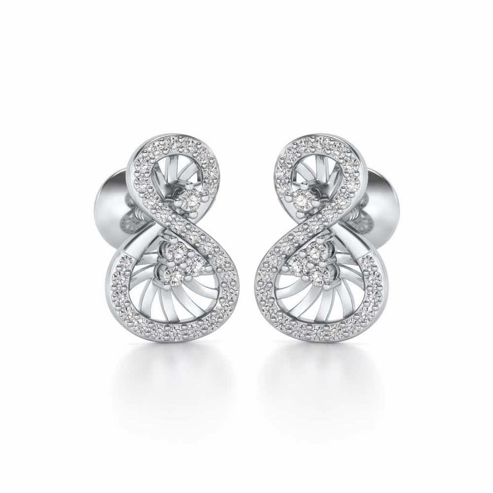 Twisted Light Silver Earrings - White Gold - Image 2