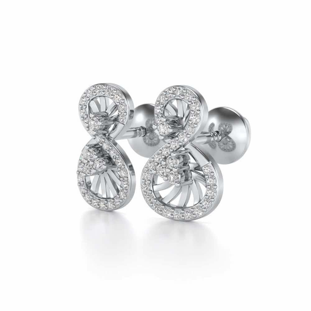 Twisted Light Silver Earrings - White Gold - Image 3