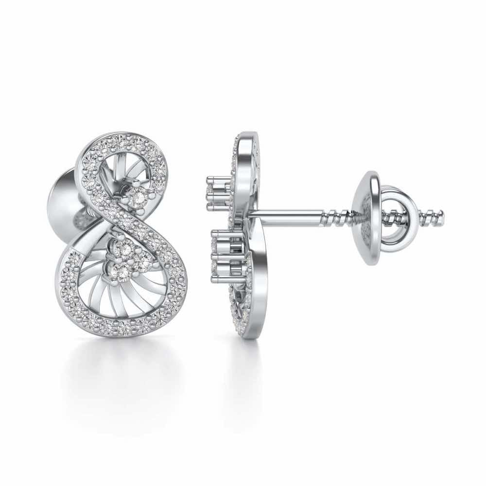 Twisted Light Silver Earrings - White Gold - Image 4
