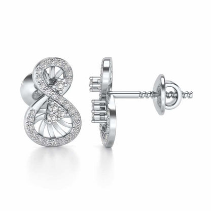 Twisted Light Silver Earrings - White Gold - Image 4