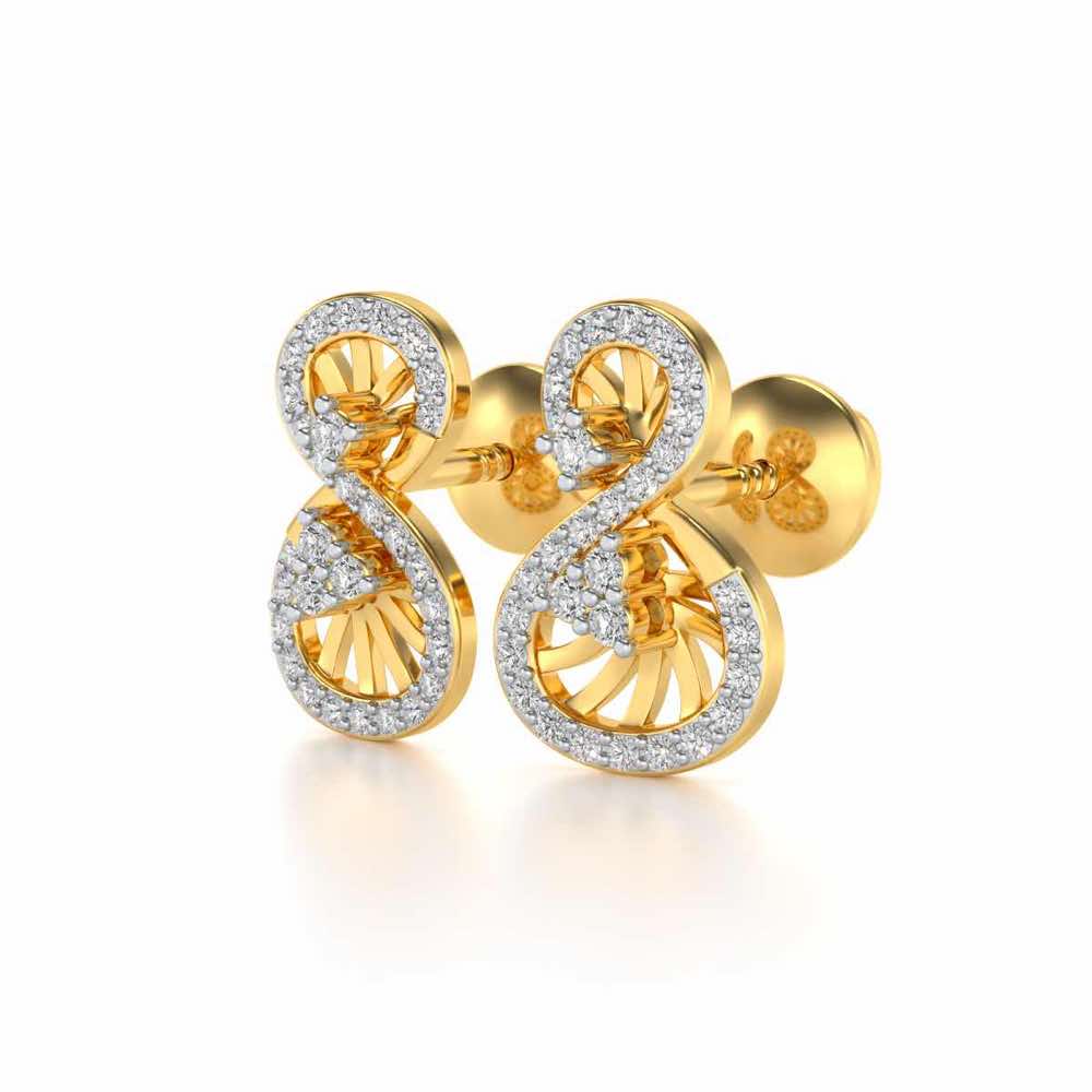 Twisted Light Silver Earrings - Yellow Gold - Image 3