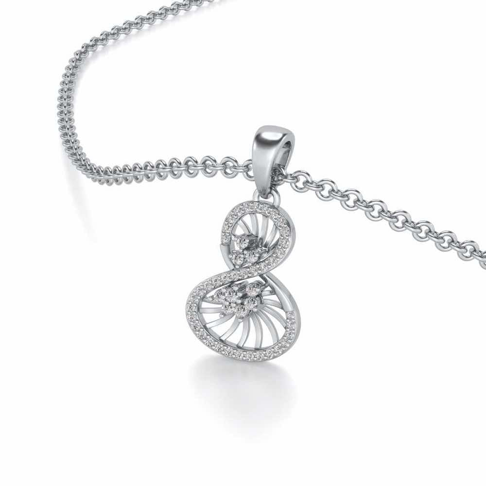 Twisted Light Silver Pendant - White Gold - Image 2