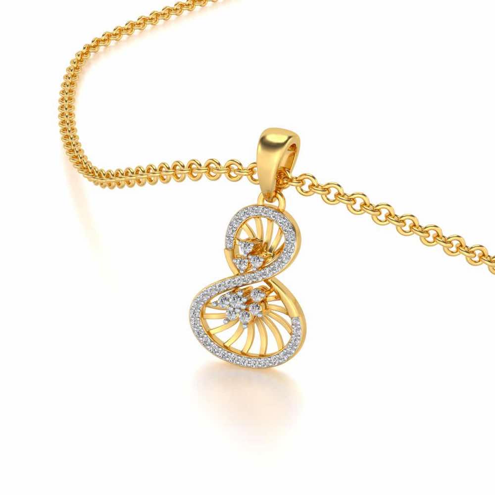 Twisted Light Silver Pendant - Yellow Gold - Image 2
