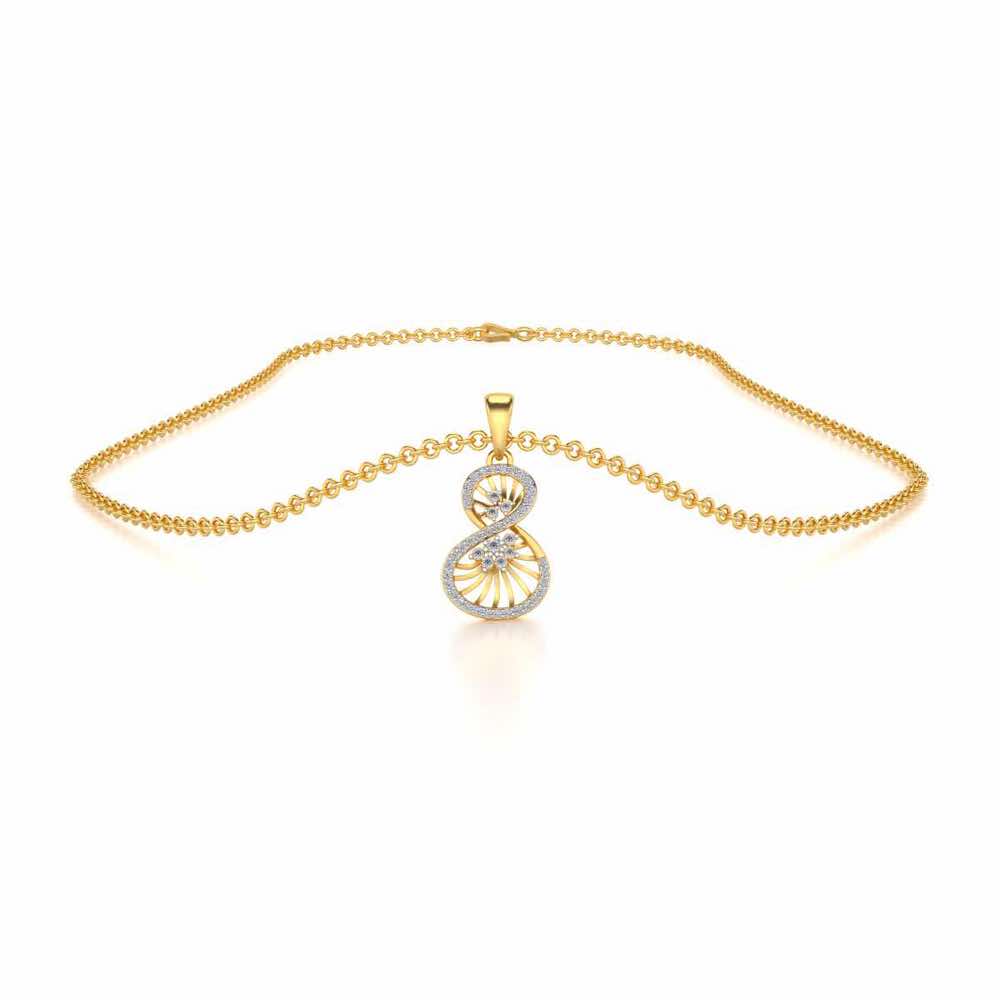 Twisted Light Silver Pendant - Yellow Gold - Image 3