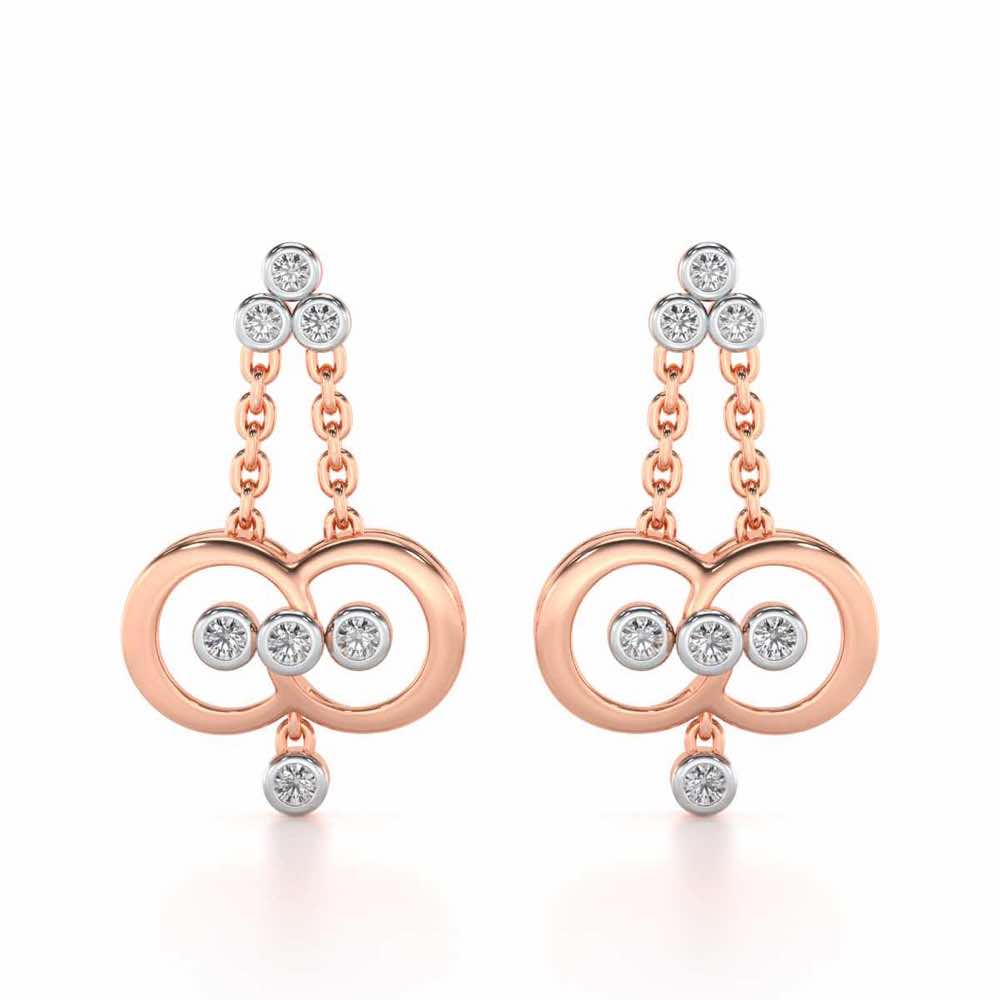 Two-Ring Silver Earrings - Rose Gold - Image 1