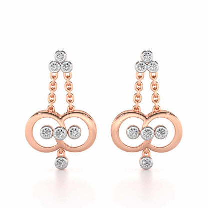 Two-Ring Silver Earrings - Rose Gold - Image 1