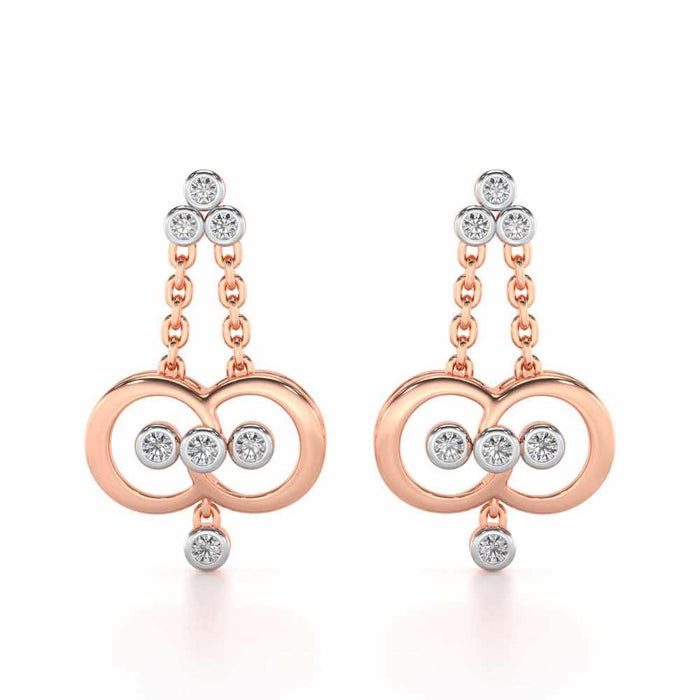 Two-Ring Silver Earrings - Rose Gold - Image 1