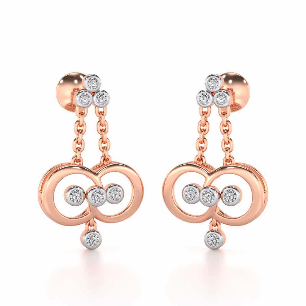 Two-Ring Silver Earrings - Rose Gold - Image 2