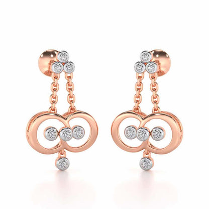 Two-Ring Silver Earrings - Rose Gold - Image 2