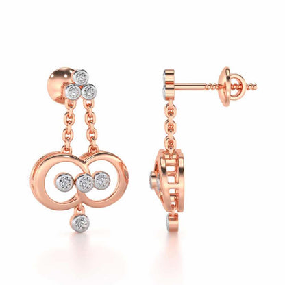 Two-Ring Silver Earrings - Rose Gold - Image 4