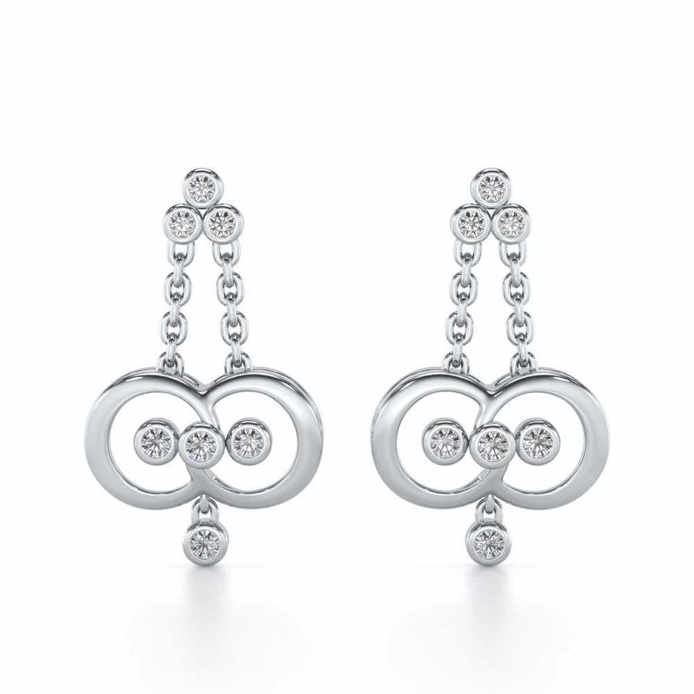 Two-Ring Silver Earrings - White Gold - Image 1