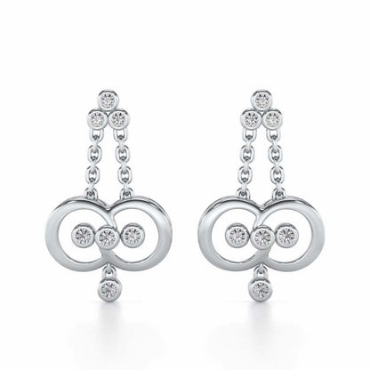 Two-Ring Silver Earrings - White Gold - Image 1