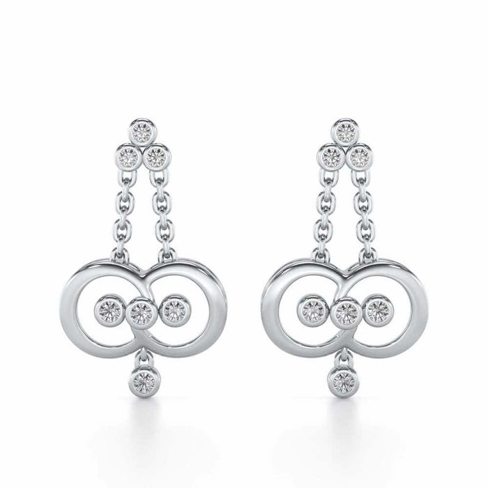 Two-Ring Silver Earrings - White Gold - Image 1
